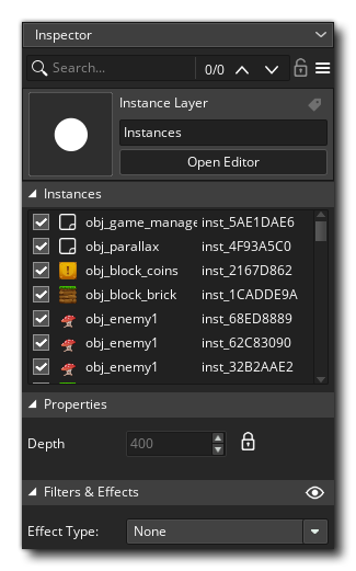 Room Layer Instance properties