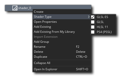 Shader Editor RMB Menu