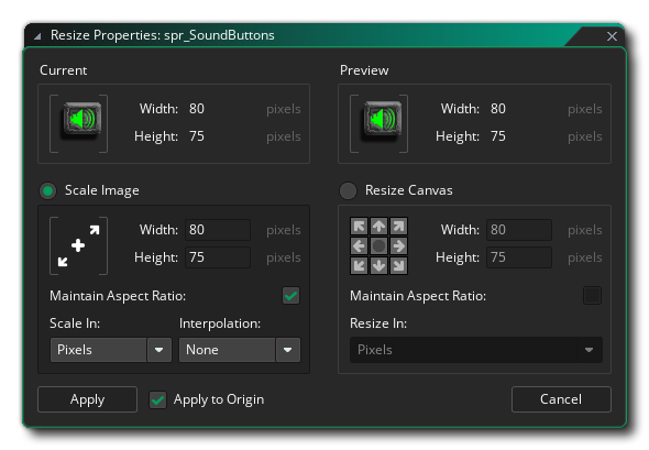 Sprite Editor Resize Properties