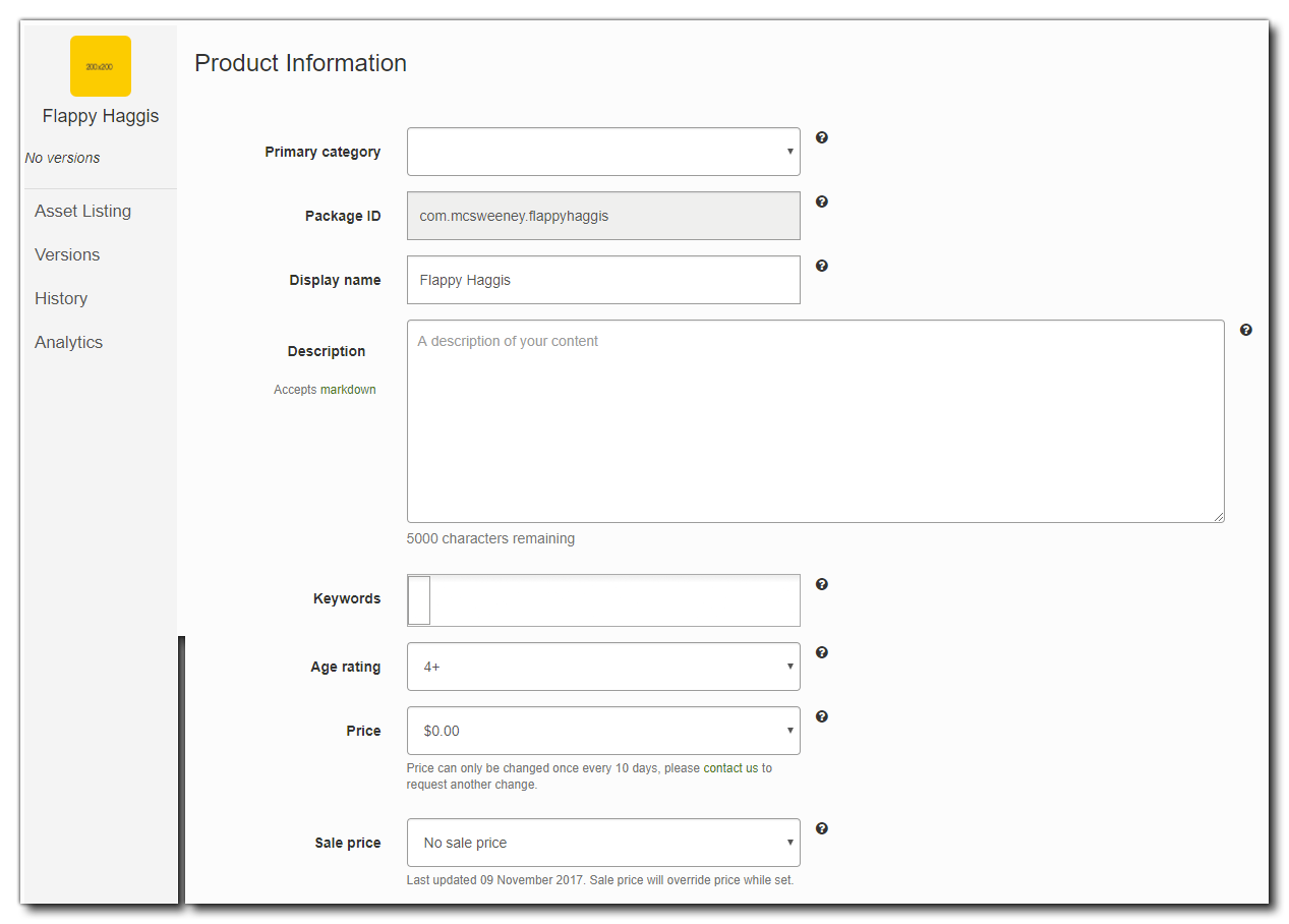 Empty Asset Listing