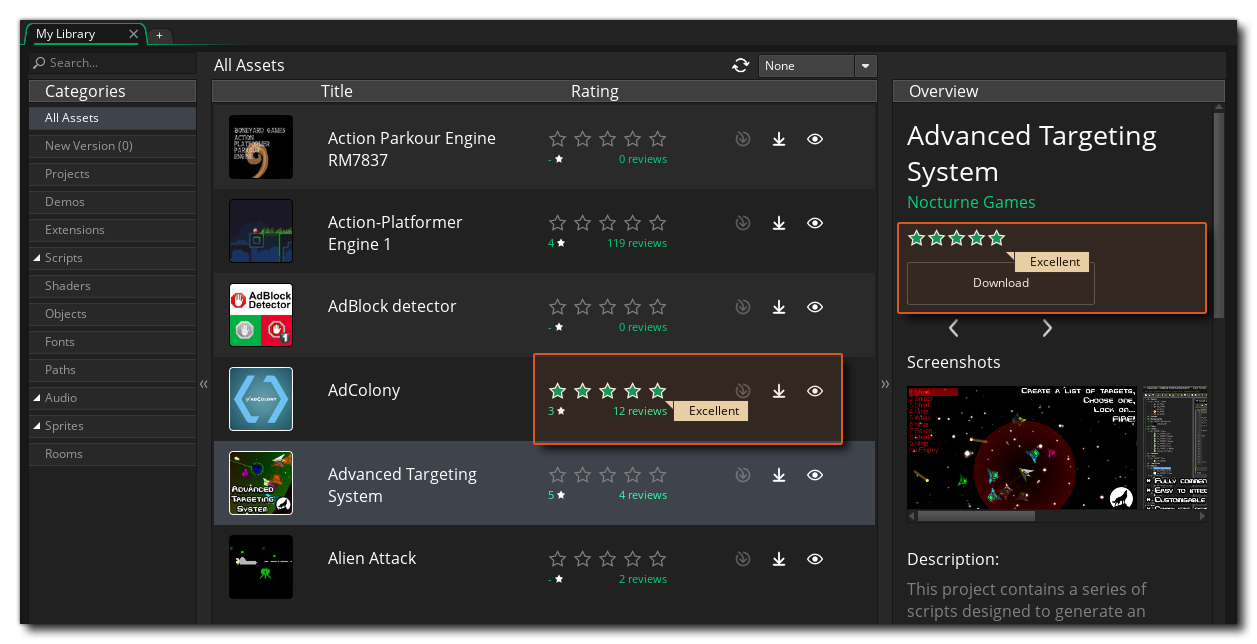 Rate Assets in the IDE