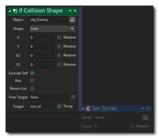 If Collision Shape drop actions