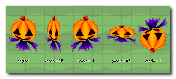 Examples of scaled sprites