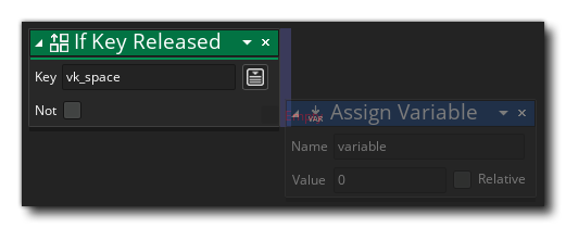 If Key Released drop actions example