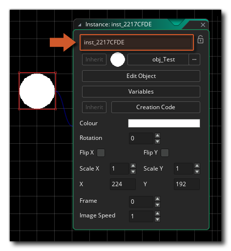 The instance constant in the room editor