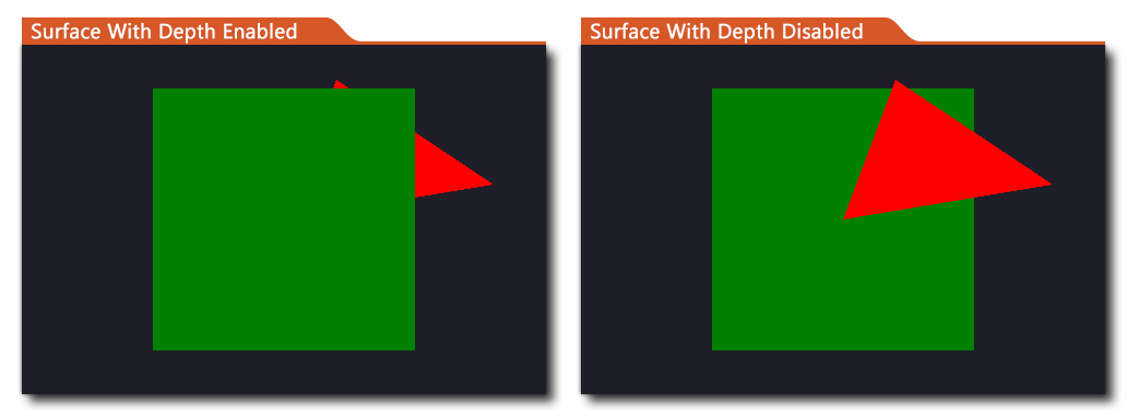 Surface depth buffer example