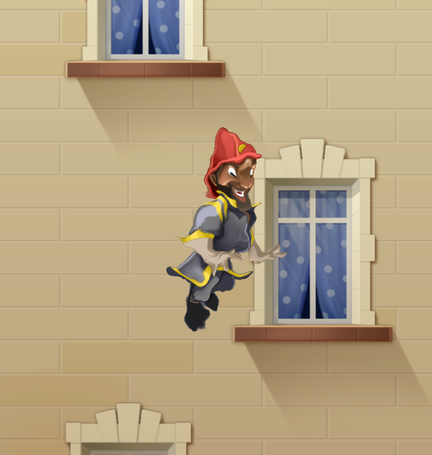 Fire Jump man is woozy... alone