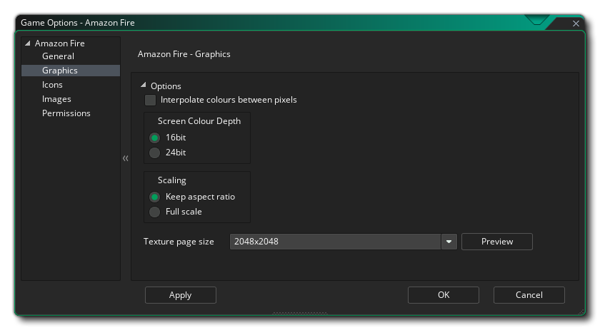 Amazon Fire Graphics Options