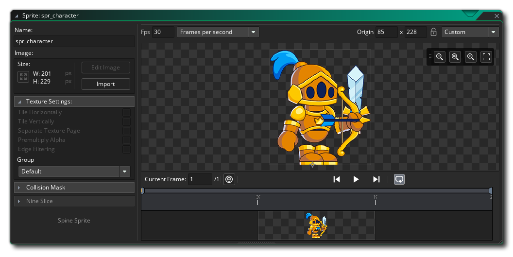 Spine SPrite In The Sprite Editor