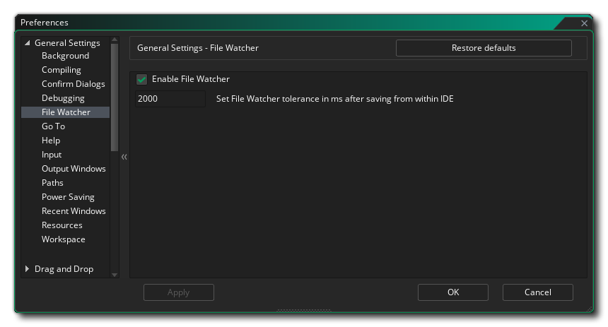 File Watcher Preferences