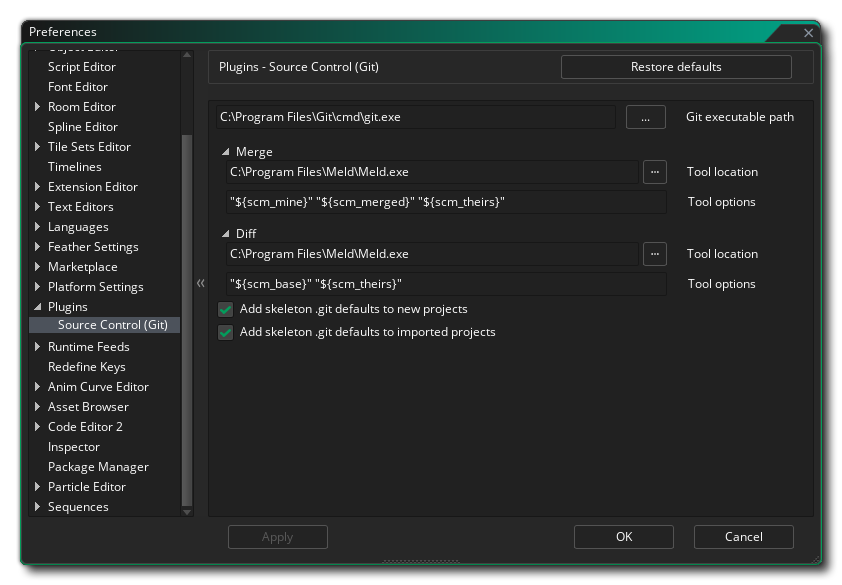 Plugins Git SCM Preferences