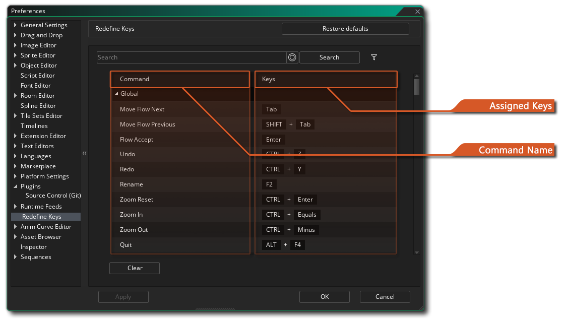 Redefine Keys Preferences Expanded