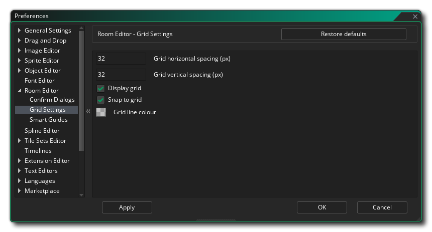 Room Editor Grid Settings Preferences