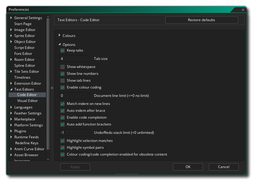 The Code Editor Preferences